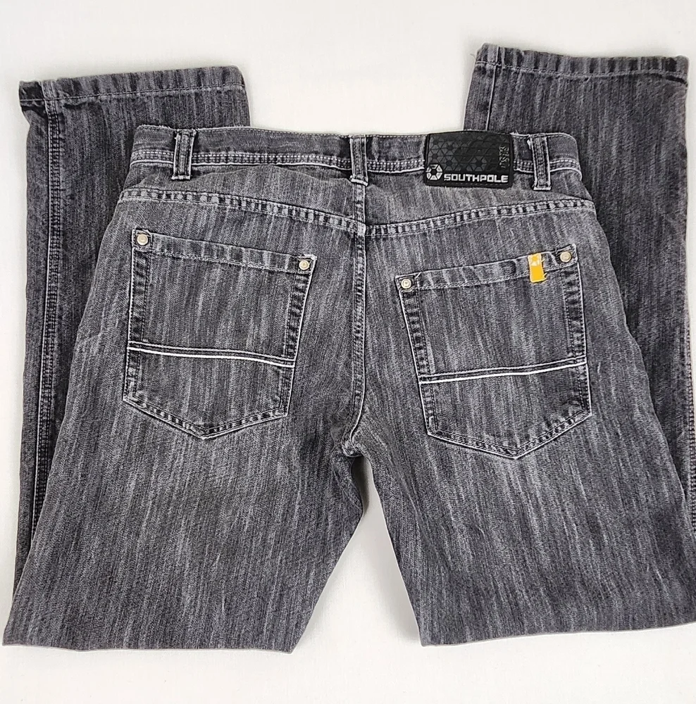 Vintage Y2K South Pole Relaxed Fit Jeans. Grey and Black mix. 38×34. Black Tab - Picture 5 of 9